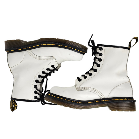 Dr Doc Martens Zavala white leather lace up ankle combat boots Ladies size 5 US - Picture 5 of 12